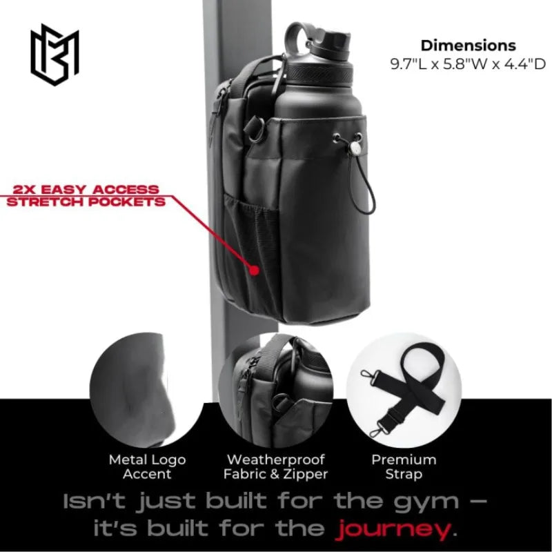 Magnetic Gym Sling Bag Water Bottle & Phone Holder Waterproof Crossbody Bag for Outdoor Sports Travel Fitness Accessories