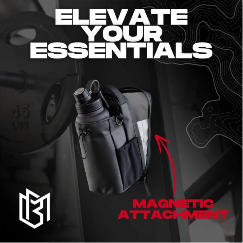 Magnetic Gym Sling Bag Water Bottle & Phone Holder Waterproof Crossbody Bag for Outdoor Sports Travel Fitness Accessories