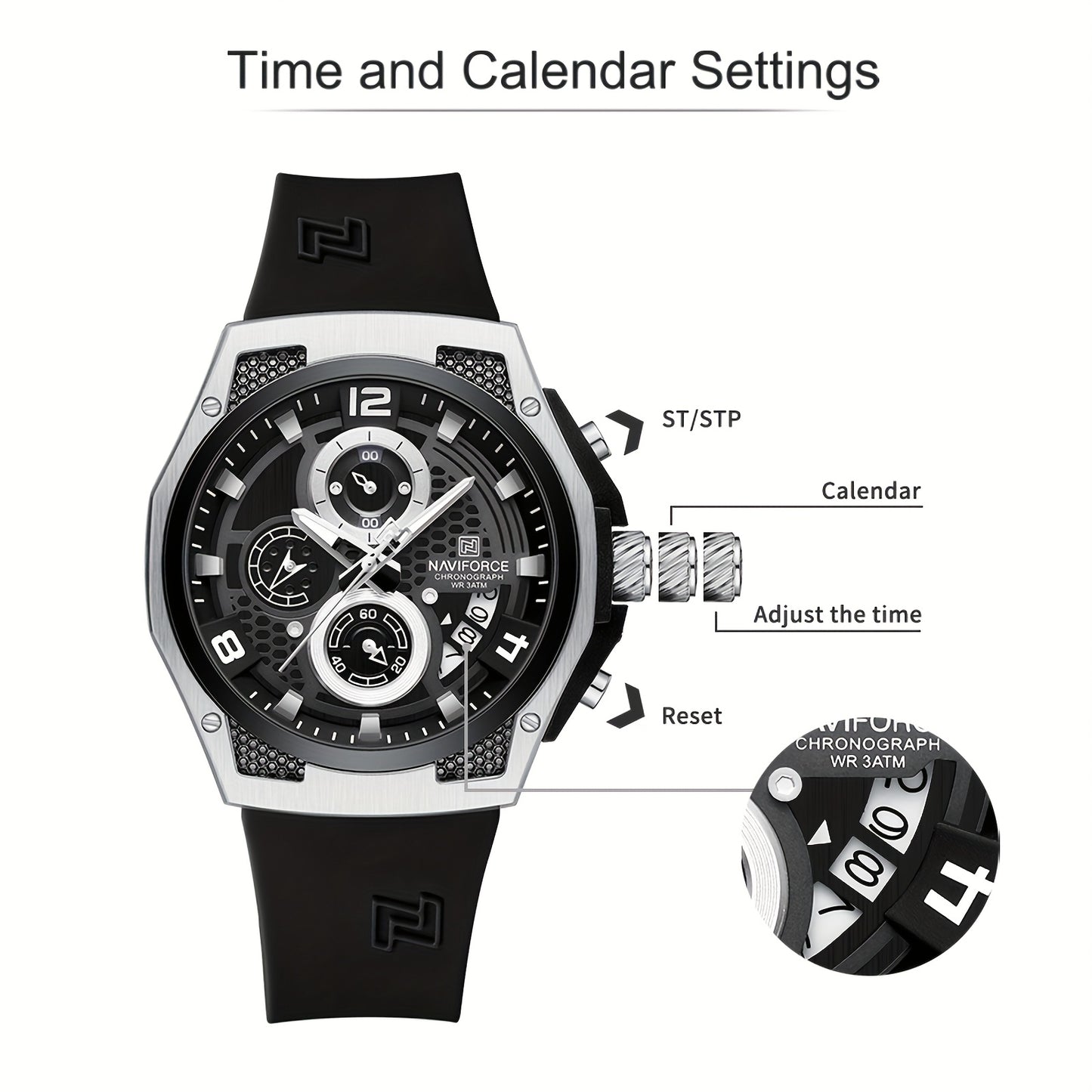 NAVIFORCE Men's Sports Watch - Luxury Quartz Chronograph with Date Display