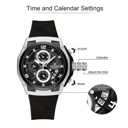 NAVIFORCE Men's Sports Watch - Luxury Quartz Chronograph with Date Display