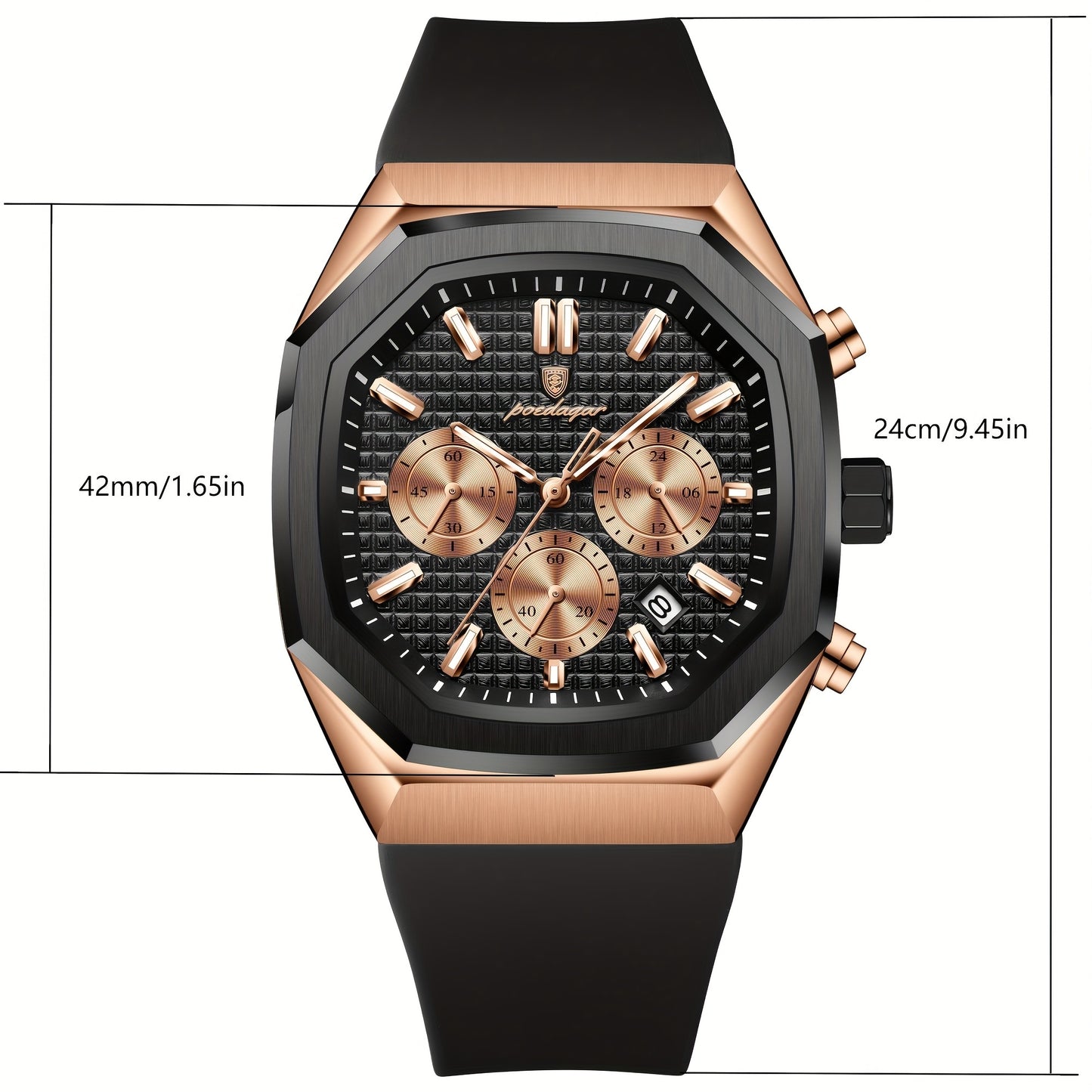 POEDAGAR Men's Watch - Waterproof up to 3ATM,