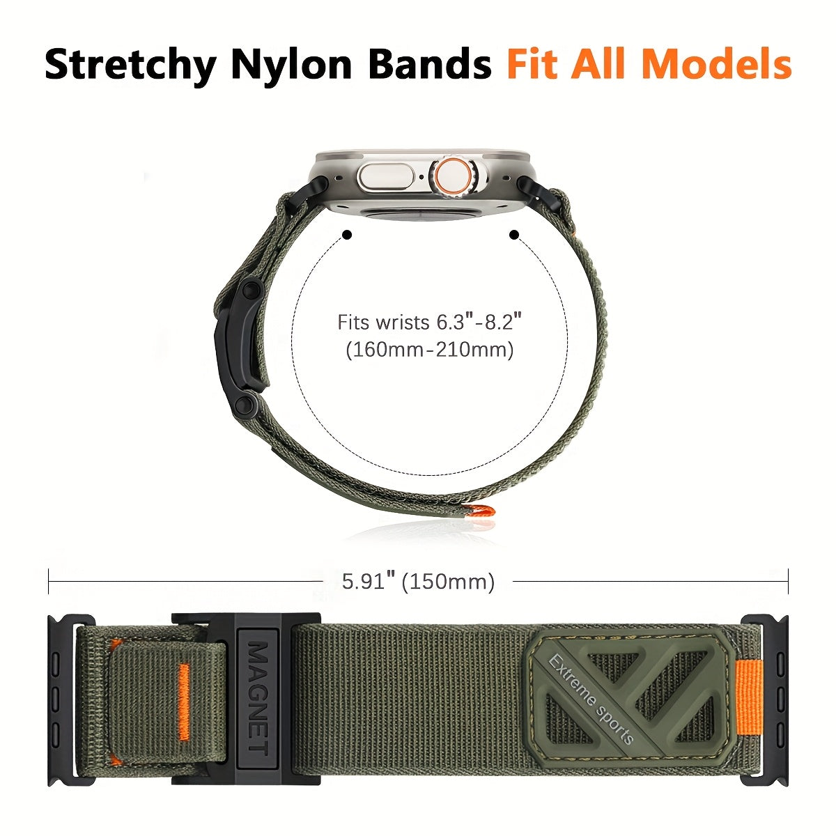 Magnetic Buckle Braided Sport Band Compatible with Apple Watch