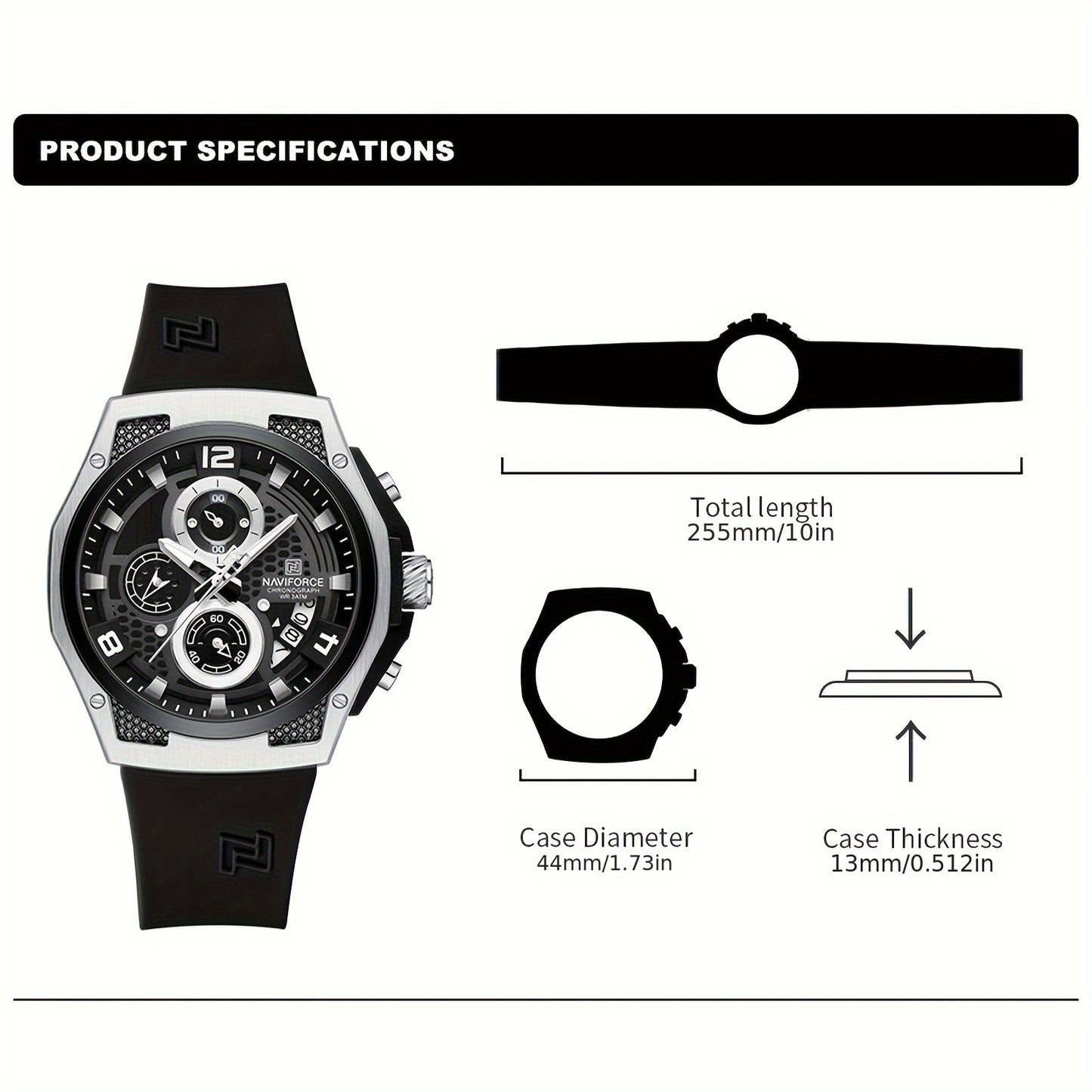 NAVIFORCE Men's Sports Watch - Luxury Quartz Chronograph with Date Display