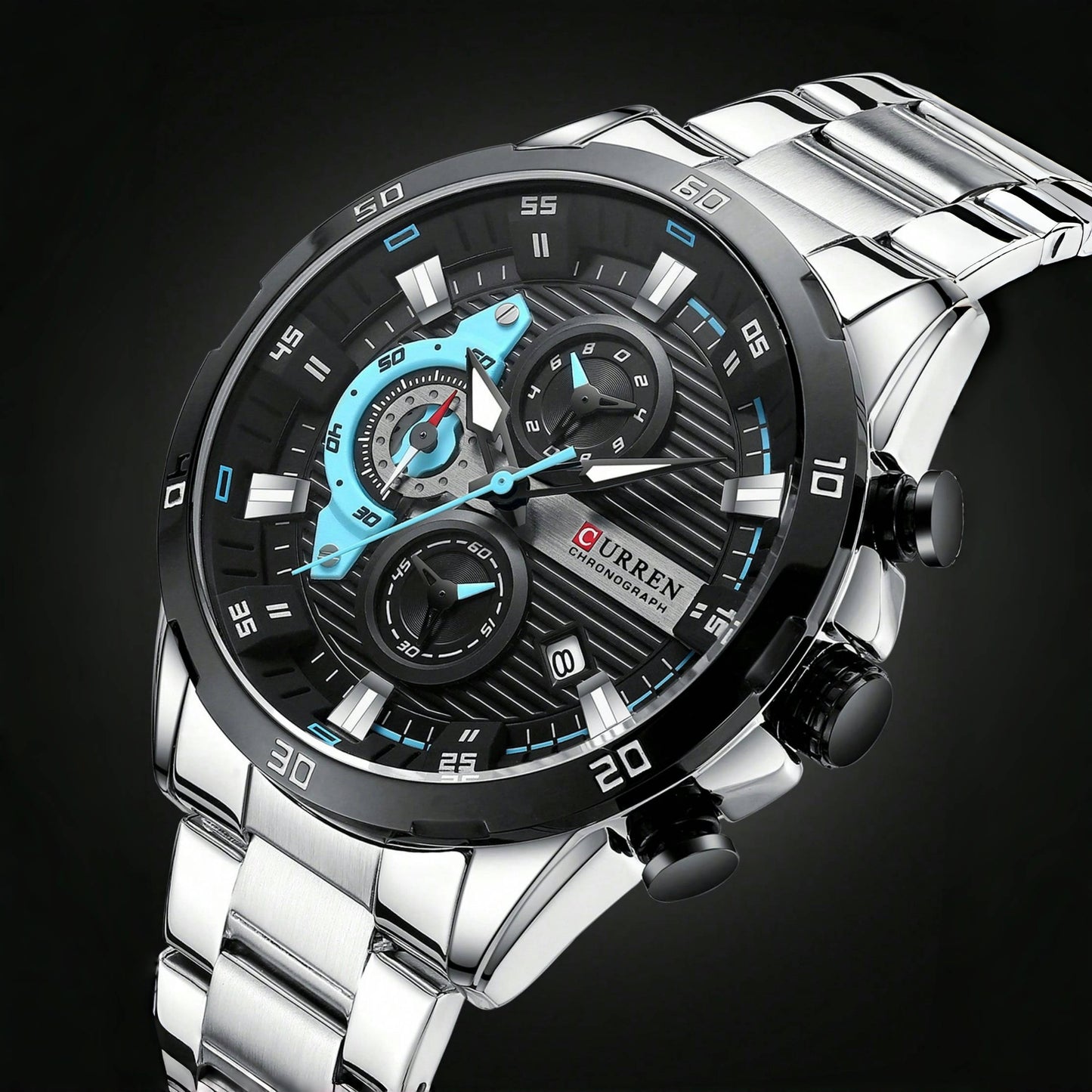 Men's Luxury Quartz Watch with Chronograph - 6-Hand Stainless Steel Business Casual Wristwatch