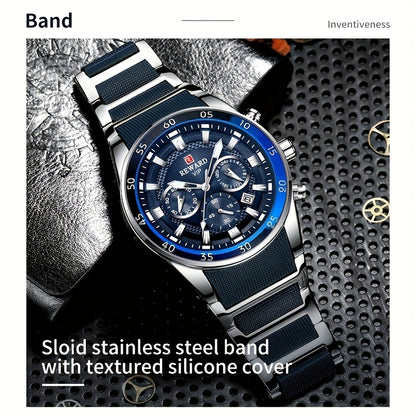 Reward Luminous Men's Watch-Luxury Sports Chronograph with Silicone Strap
