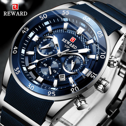 Reward Luminous Men's Watch-Luxury Sports Chronograph with Silicone Strap