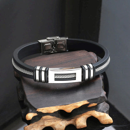 Gorgeous, fashionable, and minimalist Stainless Steel genuine Faux Leather bracelet,