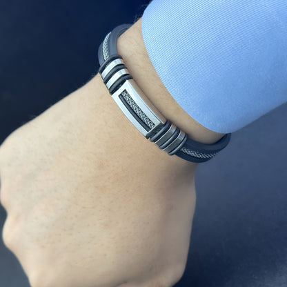 Gorgeous, fashionable, and minimalist Stainless Steel genuine Faux Leather bracelet,