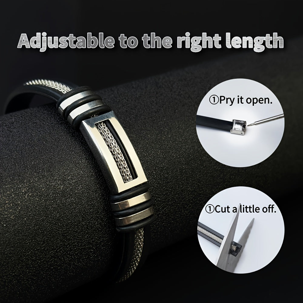 Gorgeous, fashionable, and minimalist Stainless Steel genuine Faux Leather bracelet,