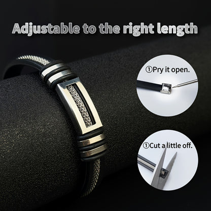 Gorgeous, fashionable, and minimalist Stainless Steel genuine Faux Leather bracelet,