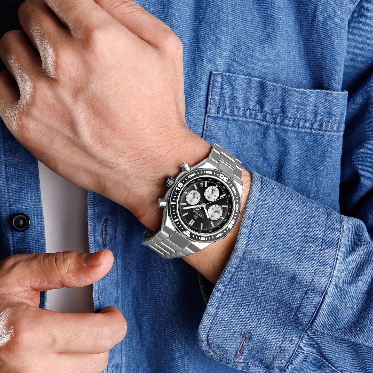 NAVIFORCE Men'S Luxury Business Watch, Multi-function Chronograph Waterproof Men Watches,