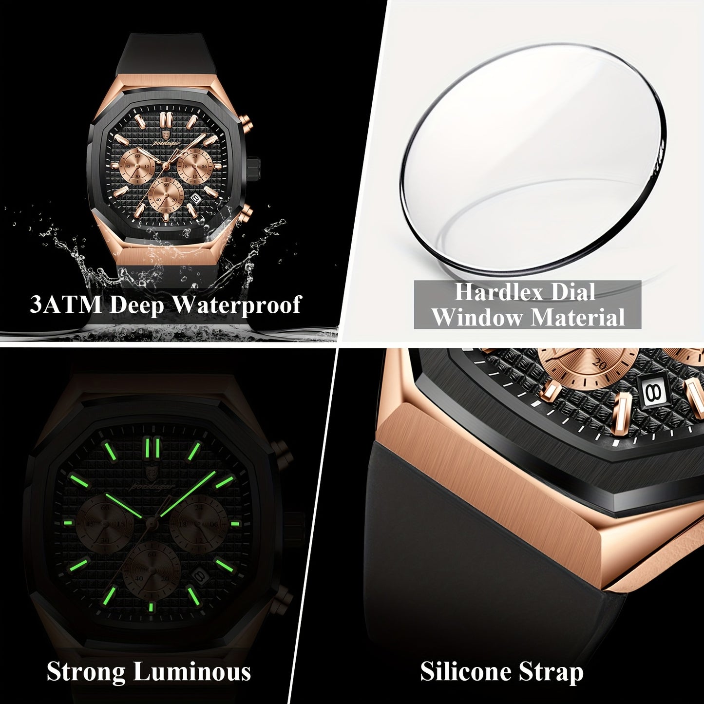 POEDAGAR Men's Watch - Waterproof up to 3ATM,