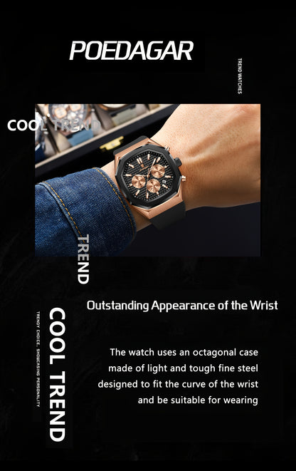 POEDAGAR Men's Watch - Waterproof up to 3ATM,