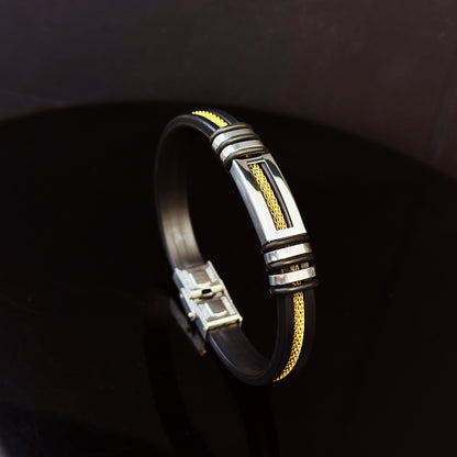 Gorgeous, fashionable, and minimalist Stainless Steel genuine Faux Leather bracelet,