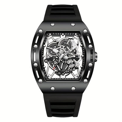 Men’s Richard Sports Watch  Quartz Movement | Barrel-Shaped Case | Red Accent Dial