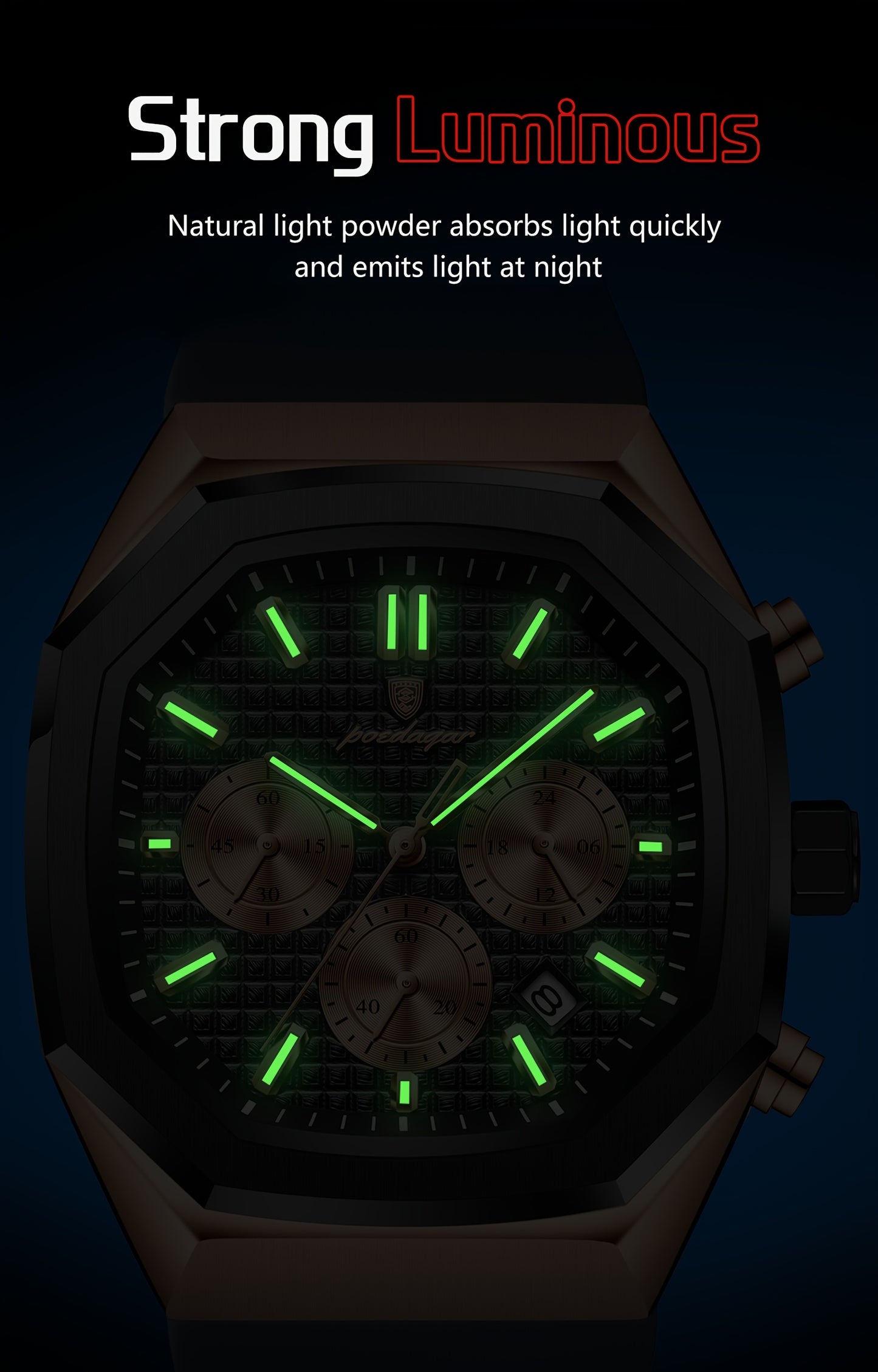 POEDAGAR Men's Watch - Waterproof up to 3ATM,