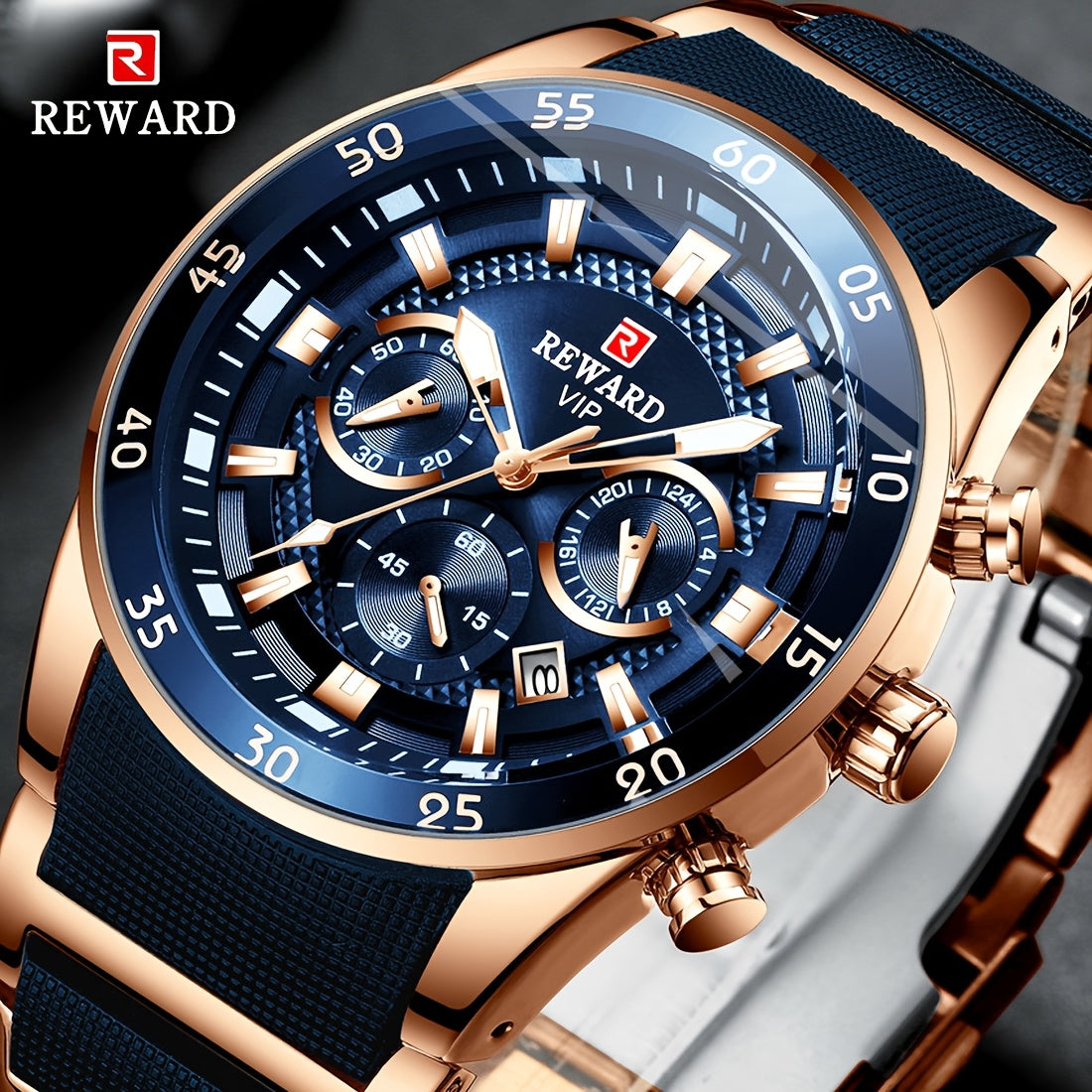 Reward Luminous Men's Watch-Luxury Sports Chronograph with Silicone Strap
