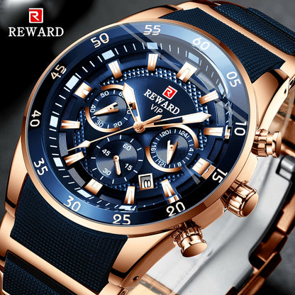 Reward Luminous Men's Watch-Luxury Sports Chronograph with Silicone Strap