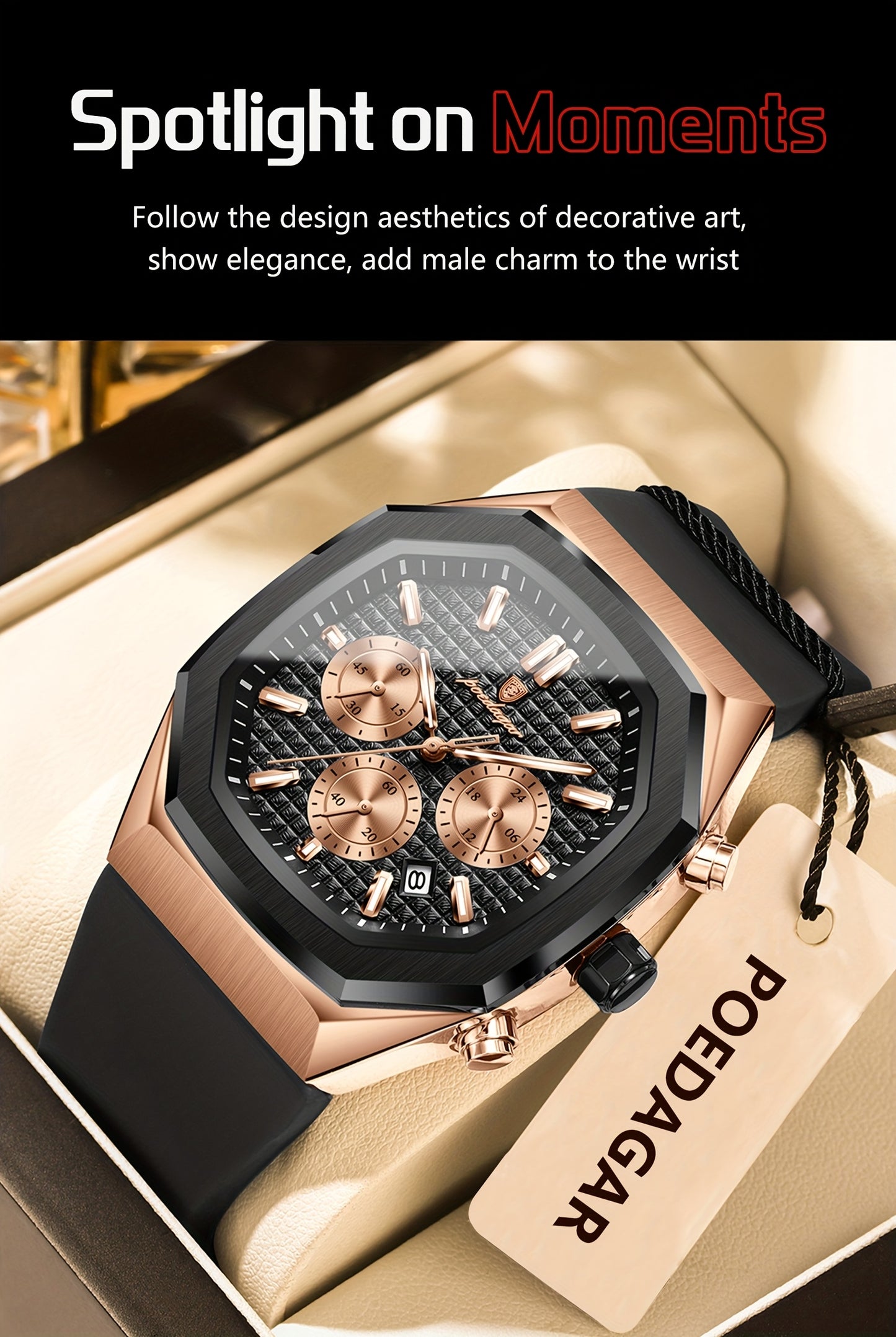 POEDAGAR Men's Watch - Waterproof up to 3ATM,