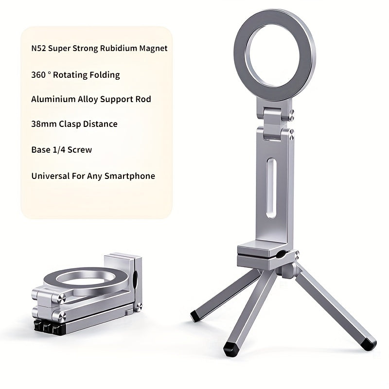 Portable Magnetic Phone Mount  360° Rotatable | Foldable | Strong Suction | Universal Clip