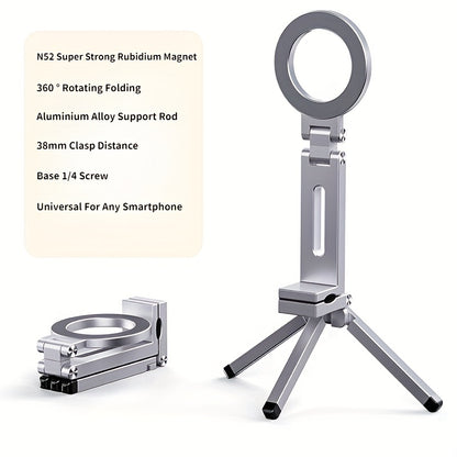 Portable Magnetic Phone Mount  360° Rotatable | Foldable | Strong Suction | Universal Clip