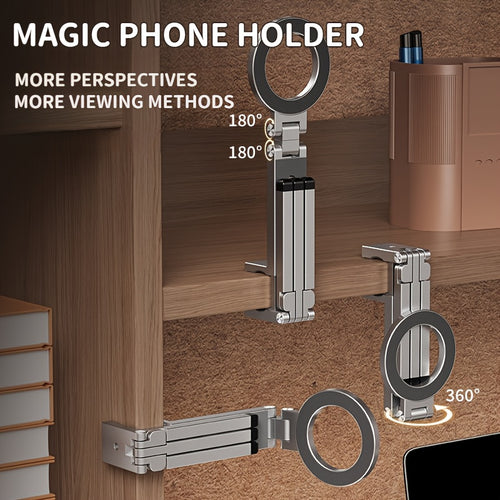 Portable Magnetic Phone Mount  360° Rotatable | Foldable | Strong Suction | Universal Clip
