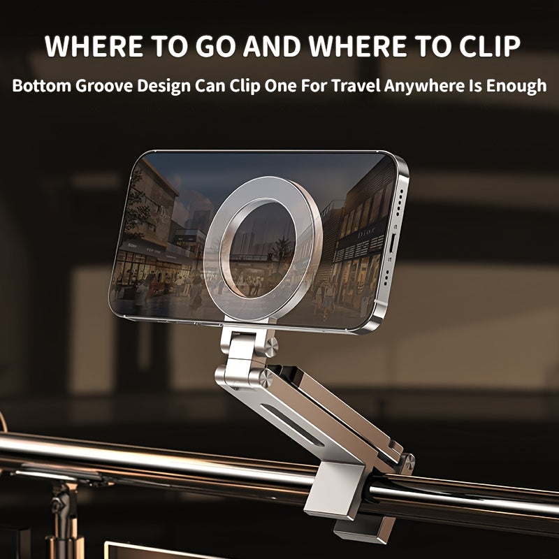 Portable Magnetic Phone Mount  360° Rotatable | Foldable | Strong Suction | Universal Clip