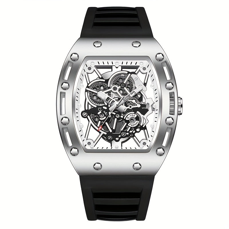 Men’s Richard Sports Watch  Quartz Movement | Barrel-Shaped Case | Red Accent Dial
