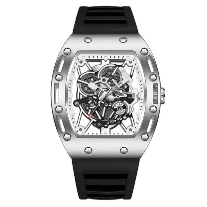 Men’s Richard Sports Watch  Quartz Movement | Barrel-Shaped Case | Red Accent Dial